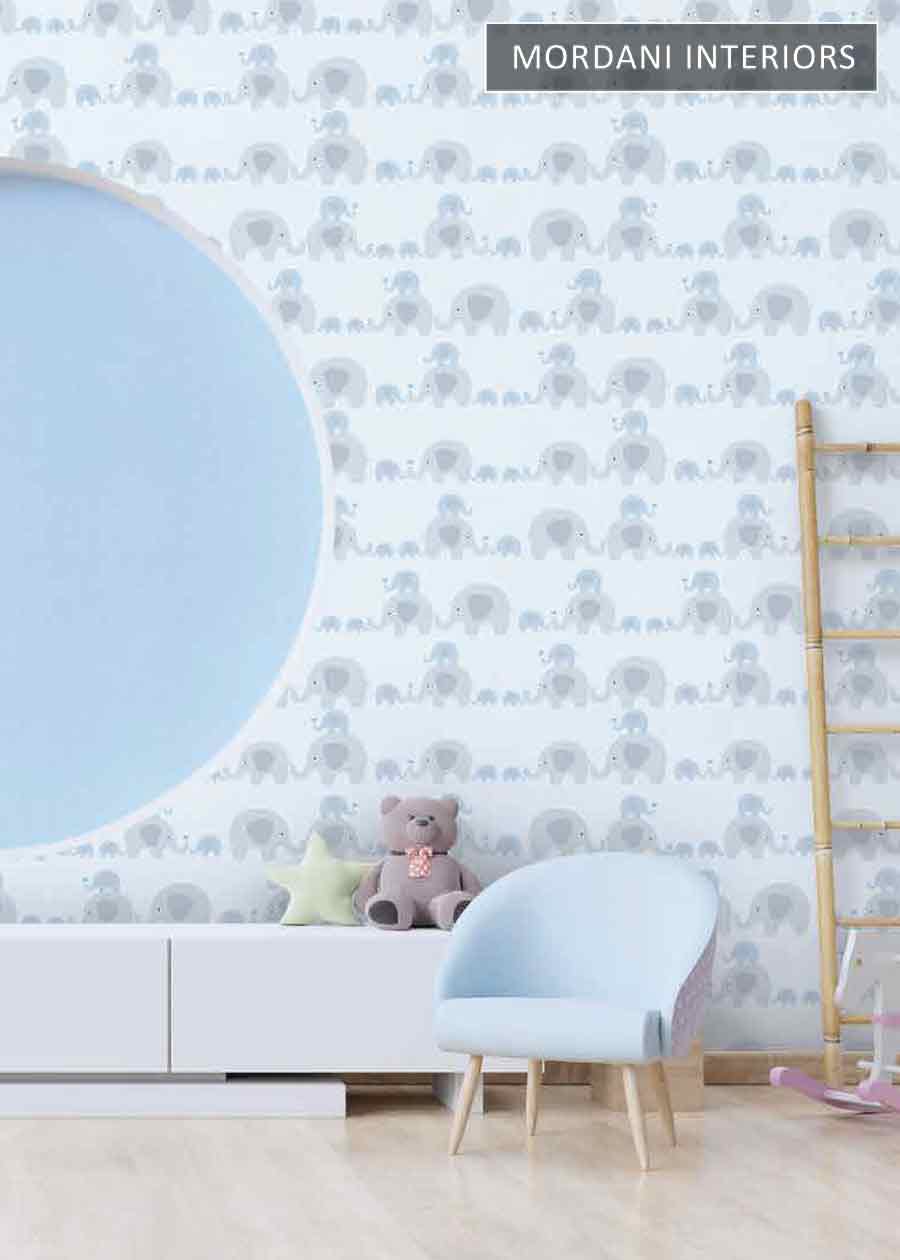 SKY BLUE ELEPHANT  LITTLE LOVE KIDS WALLPAPER DESIGN